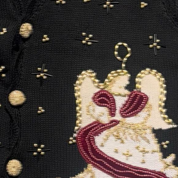 Black,gold  and red angel Christmas cardi - Picture 2 of 4